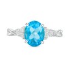 Thumbnail Image 3 of Oval Blue Topaz and Diamond Accent Tri-Sides Twist Shank Ring in Sterling Silver