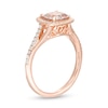 Thumbnail Image 3 of 7.0mm Cushion-Cut Morganite and 1/4 CT. T.W. Diamond Frame Split Shank Ring in 10K Rose Gold