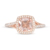 Thumbnail Image 4 of 7.0mm Cushion-Cut Morganite and 1/4 CT. T.W. Diamond Frame Split Shank Ring in 10K Rose Gold