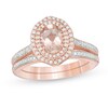 Thumbnail Image 0 of Oval Morganite and 1/4 CT. T.W. diamond Double Frame Floral Bridal Set in 10K Rose Gold