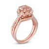 Thumbnail Image 2 of 8.0mm Morganite and 3/8 CT. T.W. Diamond Frame Twist Shank Floral Bridal Set in 10K Rose Gold