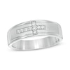 Thumbnail Image 0 of Men's 1/8 CT. T.W. Diamond Sideways Cross Wedding Band in Sterling Silver