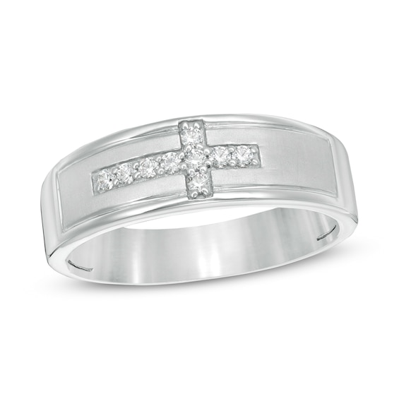 1/8 CT. T.w. Diamond Sideways Cross Wedding Band in Sterling Silver