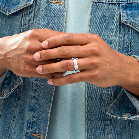 1/8 CT. T.w. Diamond Sideways Cross Wedding Band in Sterling Silver