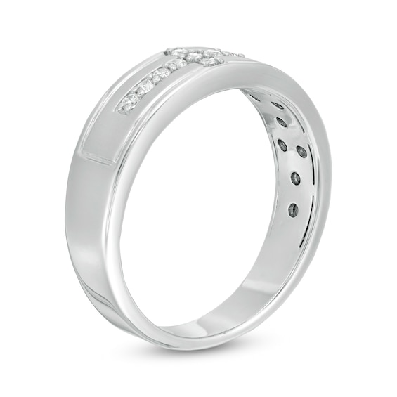 1/8 CT. T.w. Diamond Sideways Cross Wedding Band in Sterling Silver