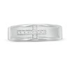 Thumbnail Image 3 of Men's 1/8 CT. T.W. Diamond Sideways Cross Wedding Band in Sterling Silver