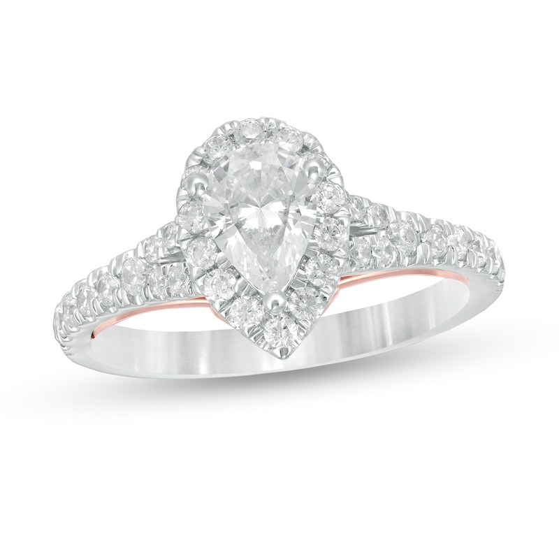 Main Image 1 of Zales Private Collection 1 CT. T.W. Certified Colorless Pear-Shaped Diamond Engagement Ring in 14K Two-Tone Gold