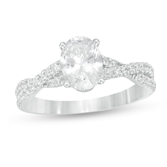 Zales Private Collection 1-1/3 CT. T.w. Certified Colorless Oval Diamond Engagement Ring in 14K White Gold (F/Si2)