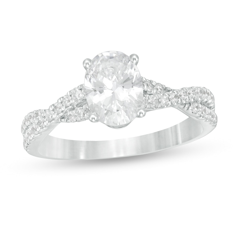 Main Image 1 of Zales Private Collection 1-1/3 CT. T.W. Certified Colorless Oval Diamond Engagement Ring in 14K White Gold (F/SI2)