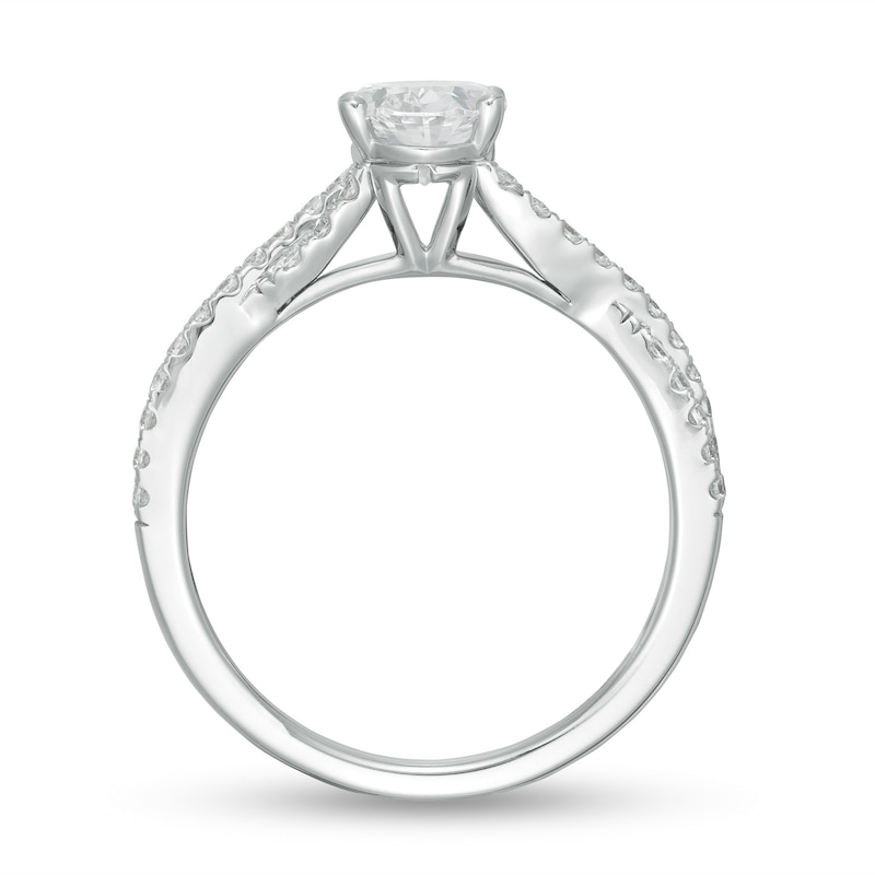 Main Image 3 of Zales Private Collection 1-1/3 CT. T.W. Certified Colorless Oval Diamond Engagement Ring in 14K White Gold (F/SI2)