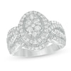 Thumbnail Image 1 of 1 CT. T.W. Composite Diamond Double Oval Frame Vintage-Style Engagement Ring in 10K White Gold
