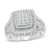 Thumbnail Image 1 of 1 CT. T.W. Princess-Cut Diamond Multi-Row Vintage-Style Engagement Ring in 10K White Gold