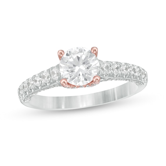 Zales Private Collection 1-1/2 CT. T.w. Certified Colorless Diamond Engagement Ring in 14K Two-Tone Gold (F/I1)