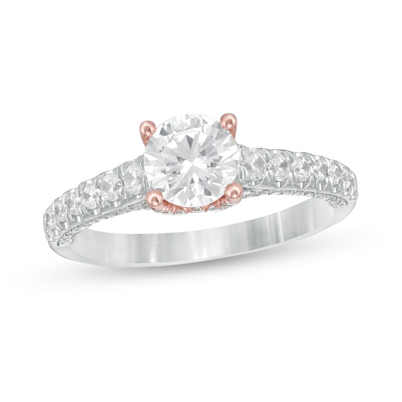 Main Image 1 of Zales Private Collection 1-1/2 CT. T.W. Certified Colorless Diamond Engagement Ring in 14K Two-Tone Gold (F/I1)