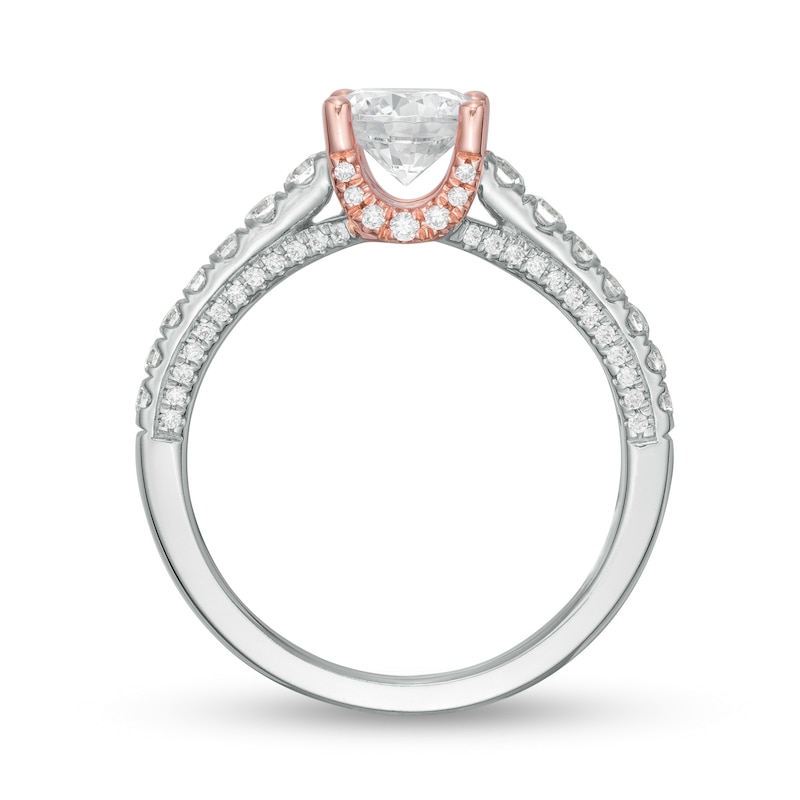 Main Image 3 of Zales Private Collection 1-1/2 CT. T.W. Certified Colorless Diamond Engagement Ring in 14K Two-Tone Gold (F/I1)