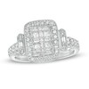 Thumbnail Image 1 of 3/4 CT. T.W. Composite Diamond Rectangular Frame Vintage-Style Engagement Ring in 14K White Gold