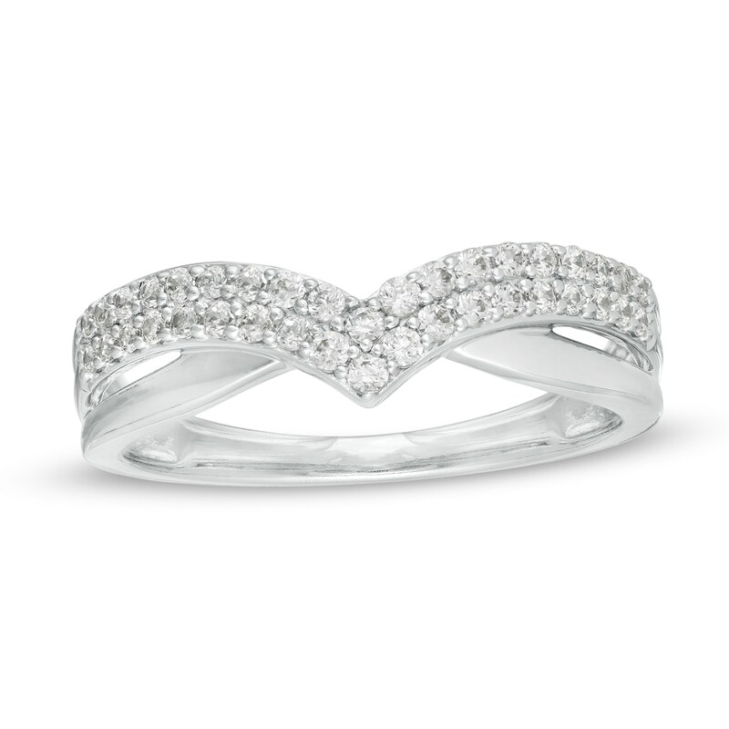 Main Image 1 of 1/3 CT. T.W. Diamond Chevron Anniversary Band in 14K White Gold