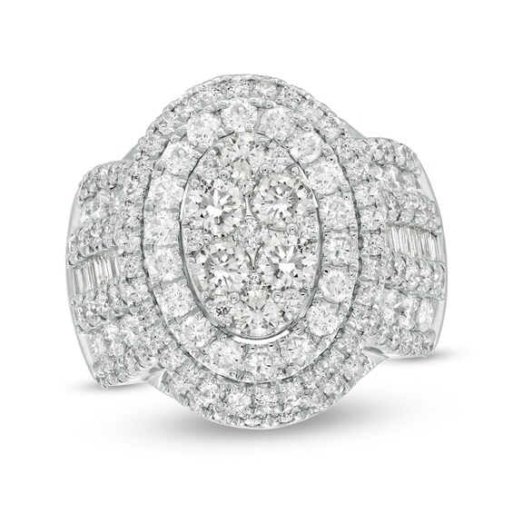 4 CT. T.w. Composite Diamond Oval Frame Engagement Ring in 10K White Gold