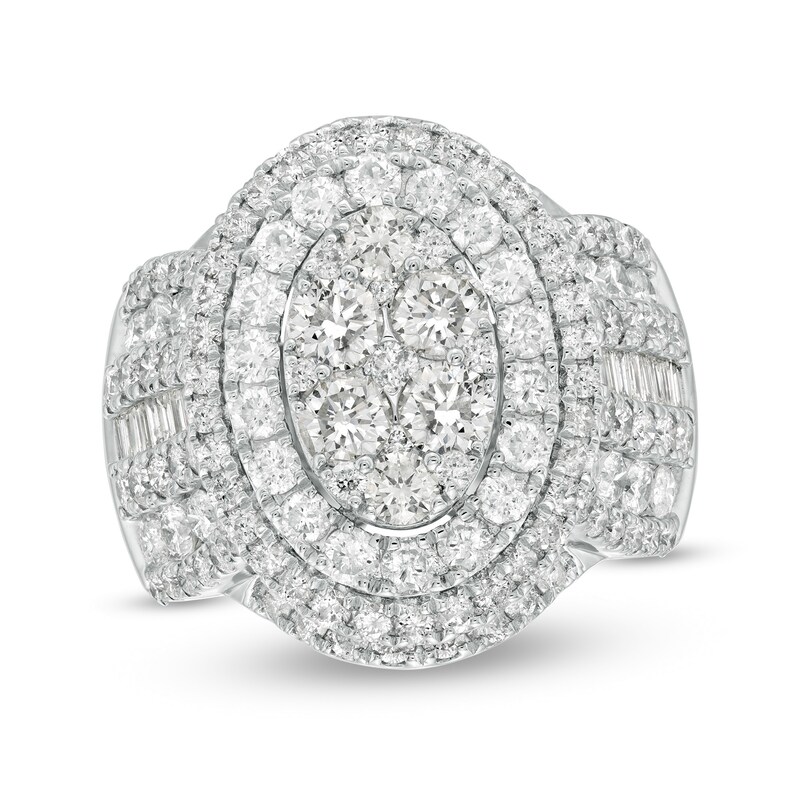 Main Image 1 of 4 CT. T.W. Composite Diamond Oval Frame Engagement Ring in 10K White Gold