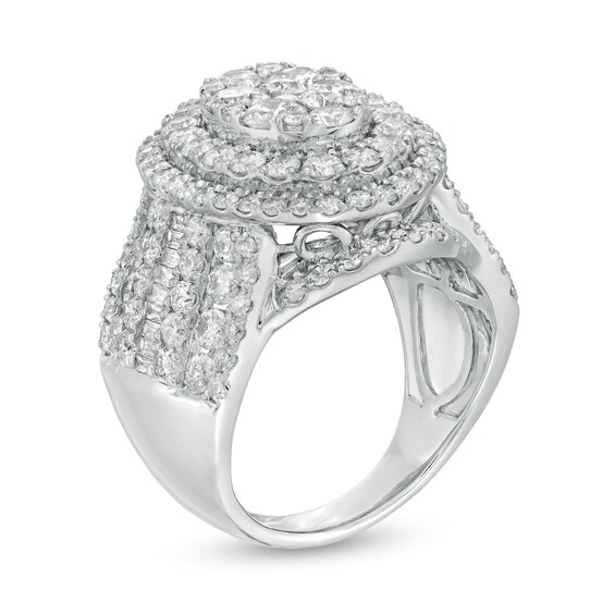 4 CT. T.w. Composite Diamond Oval Frame Engagement Ring in 10K White Gold