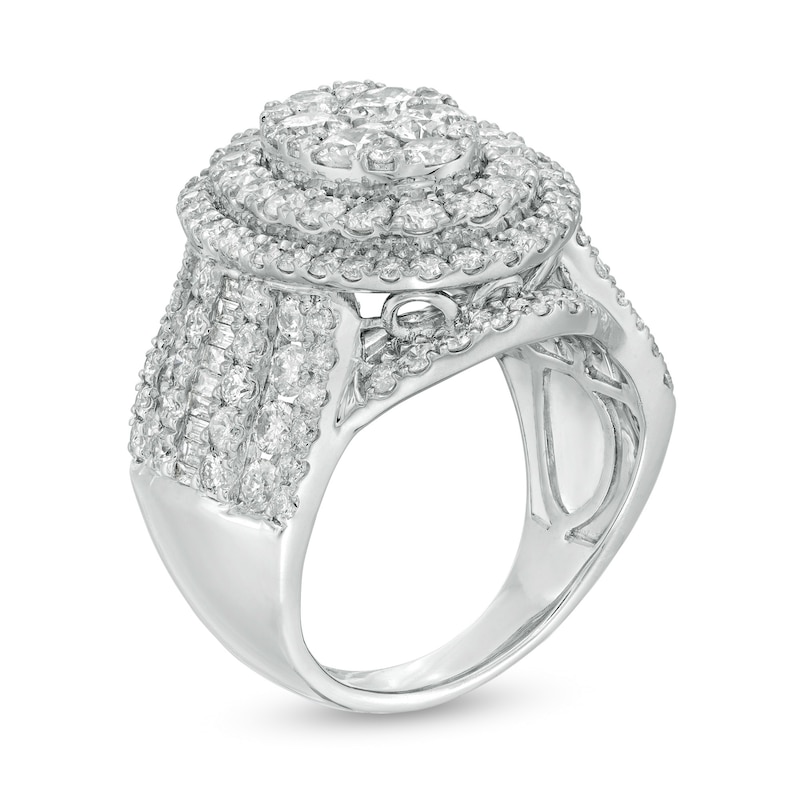 Main Image 3 of 4 CT. T.W. Composite Diamond Oval Frame Engagement Ring in 10K White Gold