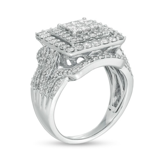 2 CT. T.w. Princess-Cut Composite Diamond Double Frame Engagement Ring in 10K White Gold