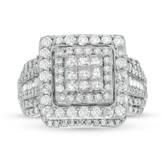 2 CT. T.w. Princess-Cut Composite Diamond Double Frame Engagement Ring in 10K White Gold