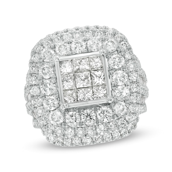 4 CT. T.w. Princess-Cut Composite Diamond Triple Frame Engagement Ring in 10K White Gold