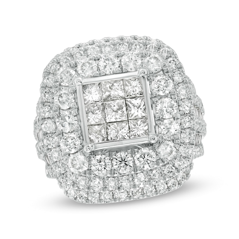 Main Image 1 of 4 CT. T.W. Princess-Cut Composite Diamond Triple Frame Engagement Ring in 10K White Gold