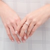 Thumbnail Image 2 of 6.0mm Princess-Cut Lab-Created White Sapphire Collar Ring in Sterling Silver with 14K Rose Gold Plate