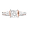 Thumbnail Image 3 of 6.0mm Princess-Cut Lab-Created White Sapphire Collar Ring in Sterling Silver with 14K Rose Gold Plate