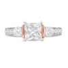 Thumbnail Image 4 of 6.0mm Princess-Cut Lab-Created White Sapphire Collar Ring in Sterling Silver with 14K Rose Gold Plate