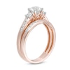 Thumbnail Image 2 of 5.4mm Lab-Created White Sapphire Three Stone Bridal Set in 10K Rose Gold
