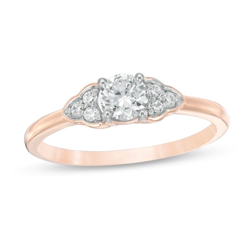 3/8 CT. T.W. Diamond Tri-Sides Engagement Ring in 10K Rose Gold