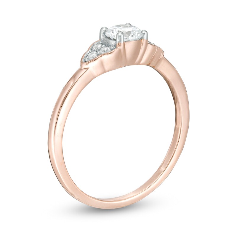 3/8 CT. T.W. Diamond Tri-Sides Engagement Ring in 10K Rose Gold