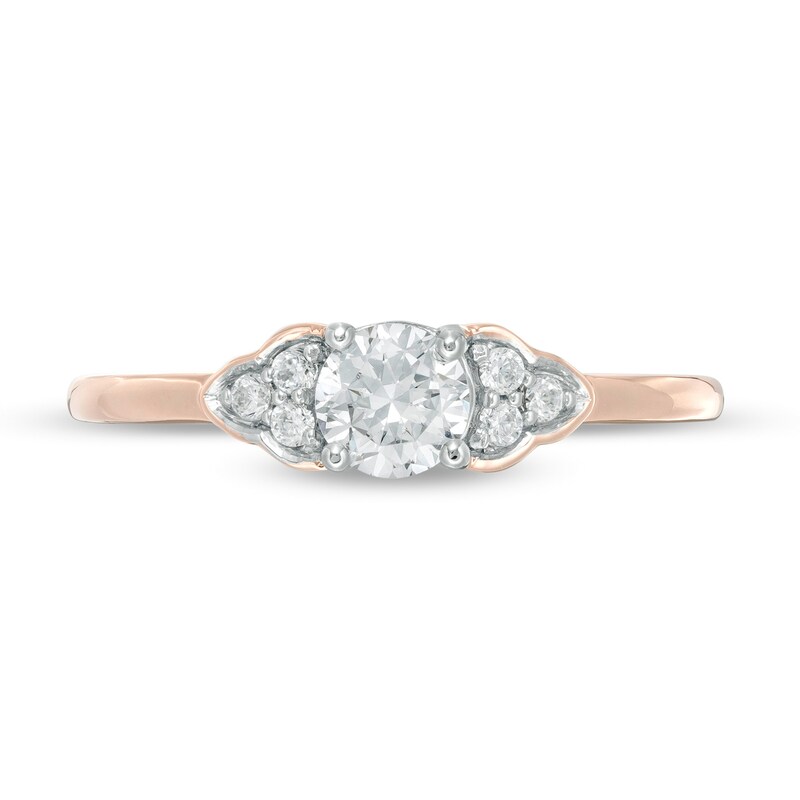 3/8 CT. T.W. Diamond Tri-Sides Engagement Ring in 10K Rose Gold