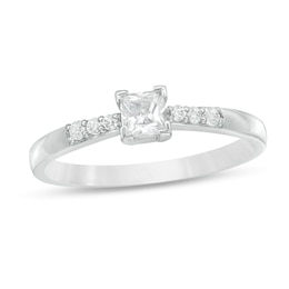 1/3 CT. T.W. Princess-Cut Diamond Engagement Ring in 10K White Gold
