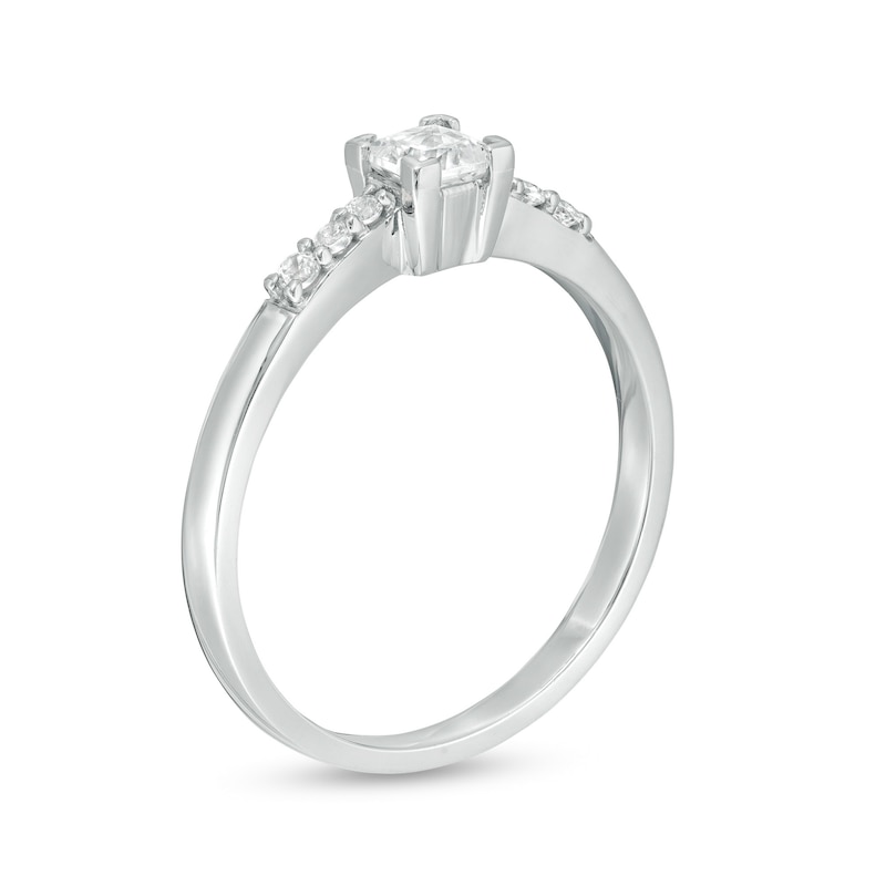 Main Image 3 of 1/3 CT. T.W. Princess-Cut Diamond Engagement Ring in 10K White Gold