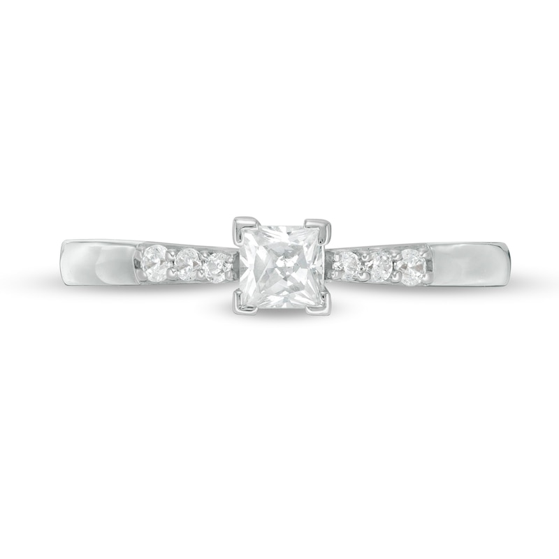 Main Image 4 of 1/3 CT. T.W. Princess-Cut Diamond Engagement Ring in 10K White Gold