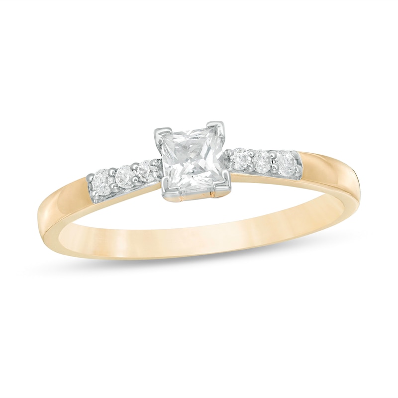 Main Image 1 of 1/3 CT. T.W. Princess-Cut Diamond Engagement Ring in 10K Gold
