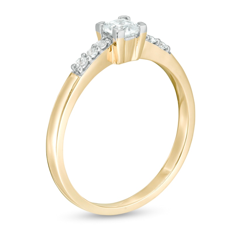 Main Image 3 of 1/3 CT. T.W. Princess-Cut Diamond Engagement Ring in 10K Gold