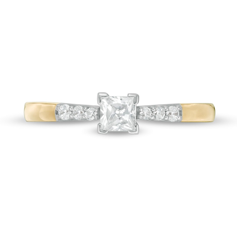 Main Image 4 of 1/3 CT. T.W. Princess-Cut Diamond Engagement Ring in 10K Gold