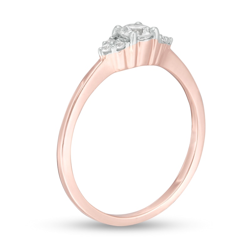 1/3 CT. T.W. Diamond Tri-Sides Engagement Ring in 10K Rose Gold