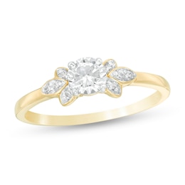 3/8 CT. T.W. Diamond Petal Tri-Sides Engagement Ring in 10K Gold