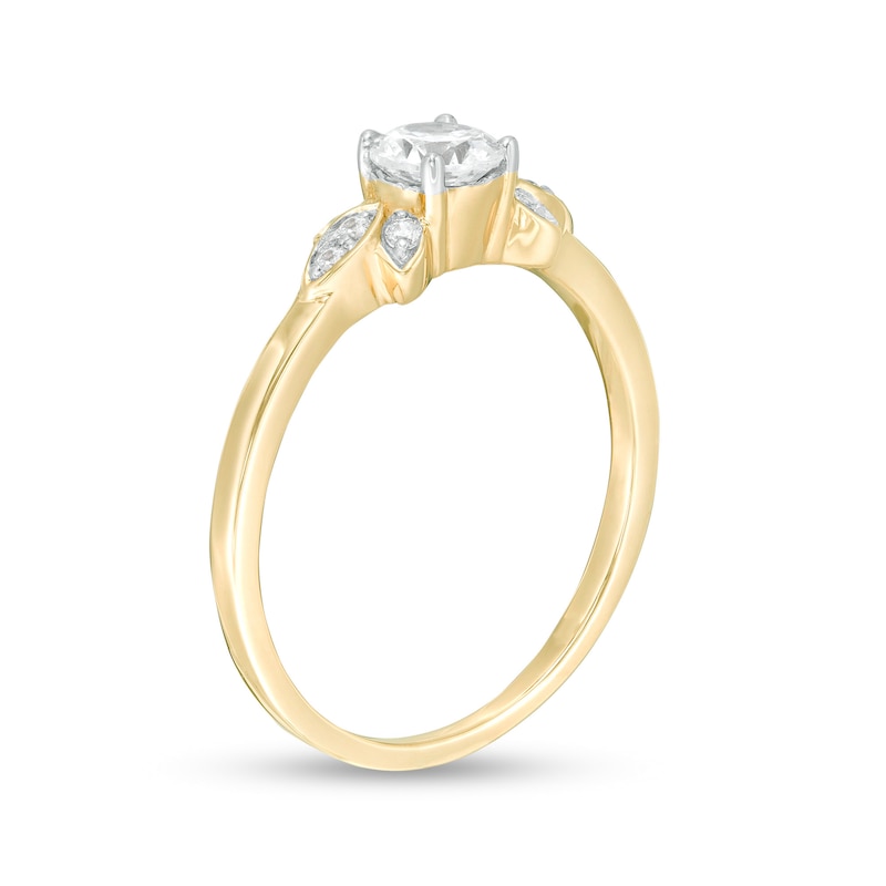 Main Image 3 of 3/8 CT. T.W. Diamond Petal Tri-Sides Engagement Ring in 10K Gold