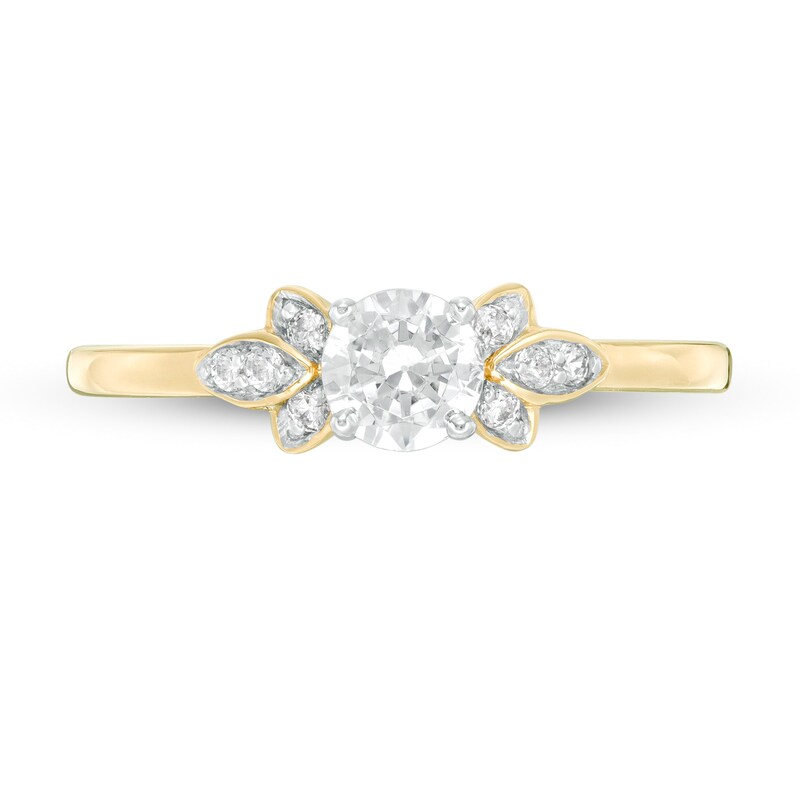 Main Image 4 of 3/8 CT. T.W. Diamond Petal Tri-Sides Engagement Ring in 10K Gold