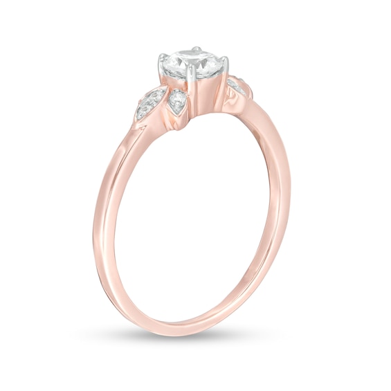 3/8 CT. T.w. Diamond Petal Tri-Sides Engagement Ring in 10K Rose Gold