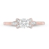 Thumbnail Image 4 of 3/8 CT. T.W. Diamond Petal Tri-Sides Engagement Ring in 10K Rose Gold