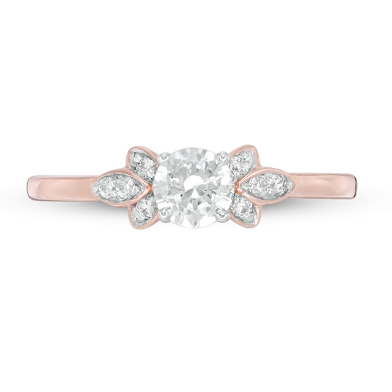 3/8 CT. T.w. Diamond Petal Tri-Sides Engagement Ring in 10K Rose Gold