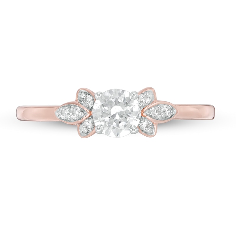 Main Image 4 of 3/8 CT. T.W. Diamond Petal Tri-Sides Engagement Ring in 10K Rose Gold
